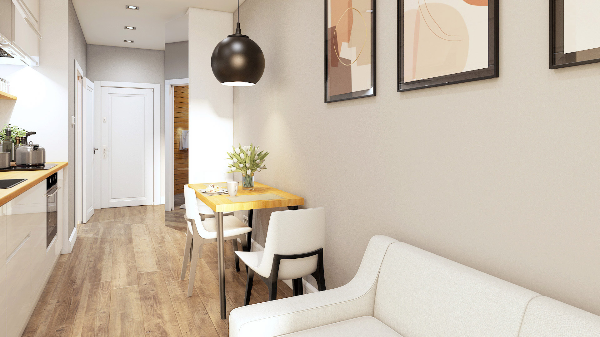 projekt kompaktowy apartament 30m2